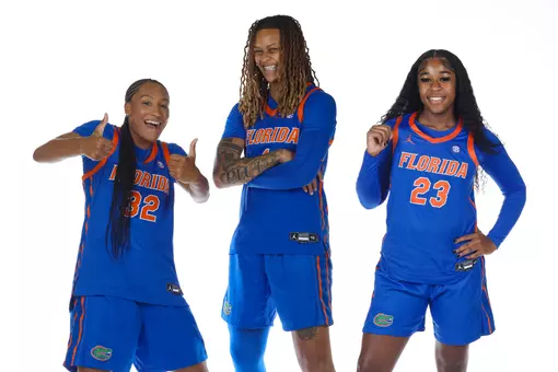 Kiyomi McMiller, Jade Weathersby and Vanessa Harris mug fro the camera at Media Day