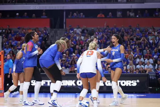 during the Gators' match against the Tennessee Volunteers on Friday, October 2, 2026 at Exactech Arena at the Stephen C. O'Connell Center in Gainesville, Fla. / UAA Communications photo by Emma Brugna