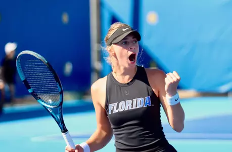 Gabia Paskauskas celebrates a win over Troy