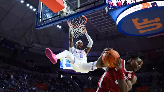 during the Gators' game against the Alabama Crimson Tide on Sunday, February 1, 2026 at Exactech Arena at the Stephen C. O'Connell Center in Gainesville, FL / UAA Communications photo by Hannah White