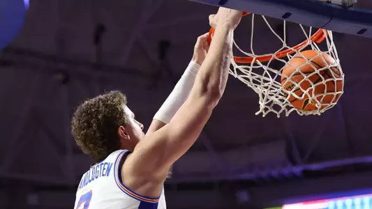 during the Gators' game against the Wildcats on Saturday, February 14, 2026 at Exactech Arena at the Stephen C. O'Connell Center in Gainesville, FL / UAA Communications photo by Maddie Washburn