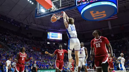 during the Gators' game against the Alabama Crimson Tide on Sunday, February 1, 2026 at Exactech Arena at the Stephen C. O'Connell Center in Gainesville, FL / UAA Communications photo by Hannah White