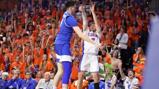 during the Gators' game against the Wildcats on Saturday, February 14, 2026 at Exactech Arena at the Stephen C. O'Connell Center in Gainesville, FL / UAA Communications photo by Maddie Washburn