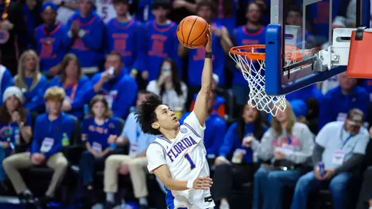 during the Gators' game against the Alabama Crimson Tide on Sunday, February 1, 2026 at Exactech Arena at the Stephen C. O'Connell Center in Gainesville, FL / UAA Communications photo by Hannah White
