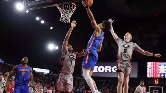 during the Gators' game against the Georgia Bulldogs on Wednesday, February 11, 2026 at Stegeman Colesium in Athens, GA / UAA Communications photo by Maddie Washburn