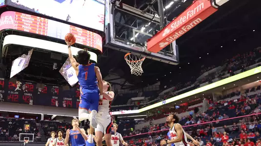 during the Gators' game against the Rebels on Saturday, February 21, 2026 at The Sandy and John Black Pavilion in Oxford, Miss. / UAA Communications photo by Maddie Washburn