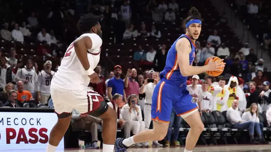 during the Gators' game against the South Carolina Gamecocks on Wednesday, January 28, 2026 at Colonial Life Arena in Columbia, S.C. / UAA Communications photo by Maddie Washburn