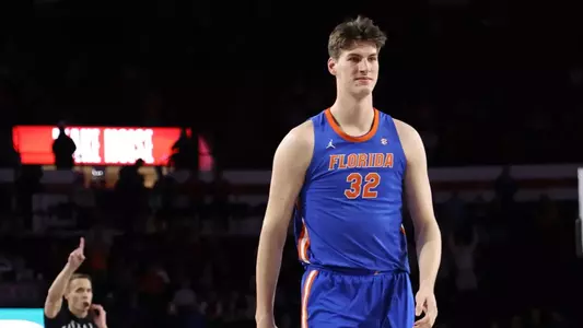 during the Gators' game against the Georgia Bulldogs on Wednesday, February 11, 2026 at Stegeman Colesium in Athens, GA / UAA Communications photo by Maddie Washburn