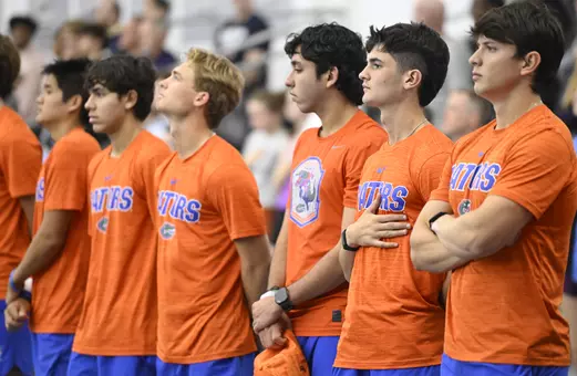 Men's Tennis team during National Anthem at Auburn