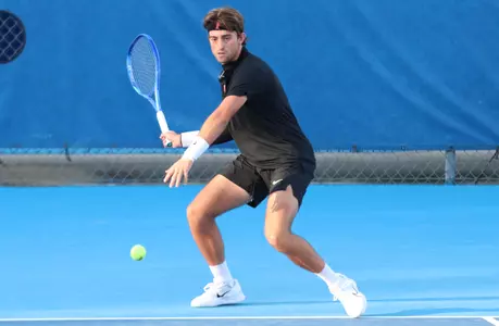 Pablo Perez Ramos in doubles against No. 5 TCU on court two.