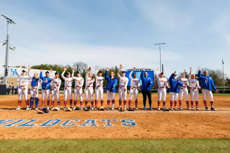 The Florida softball team celebrates after a win over Kentucky