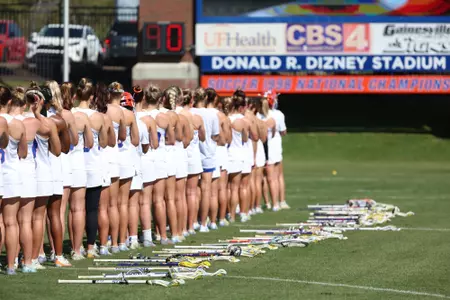 Florida Lacrosse Lines Up for National Anthem