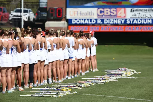 Florida Lacrosse Lines Up for National Anthem
