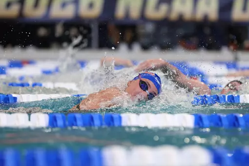 Michaela Mattes during the Gators' meet in the National Championship on Wednesday, March 18, 2026 at McAuley Aquatic Center in Atlanta, GA / UAA Communications photo by Audrey Djuricich