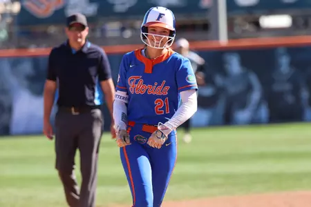 Taylor Shumaker smiling after hitting a home run
