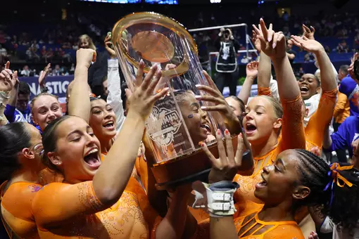 Florida gymnastics raises the 2026 Southeastern Conference trophy 260321