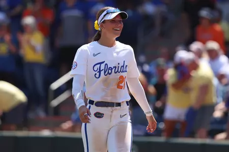 Taylor Shumaker smiles during Florida's game against Tennessee