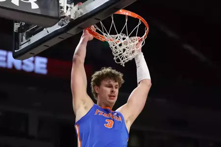 during the Gators' game against the South Carolina Gamecocks on Wednesday, January 28, 2026 at Colonial Life Arena in Columbia, S.C. / UAA Communications photo by Maddie Washburn