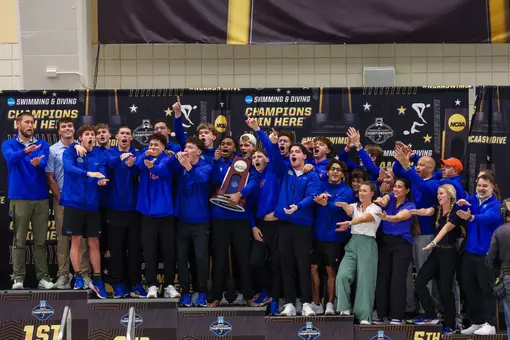 2026 Florida Men Swim & Dive Team with their second-place trophy at the 2026 Division I Men's Swimming & Diving Championships on March 28, 2026 at the McAuley Aquatics Center in Atlanta, Ga.