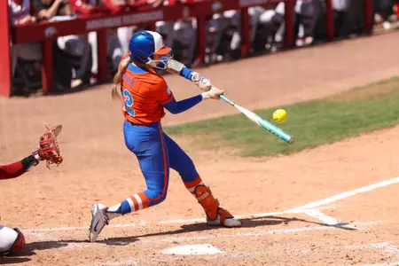 during the Gators' game against the Arkansas Razorbacks on Sunday, March 29, 2026 at Bogle Park in Fayetteville, Ark. / UAA Communications photo by Hannah White