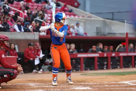 Giulia Desiderio batting at Arkansas