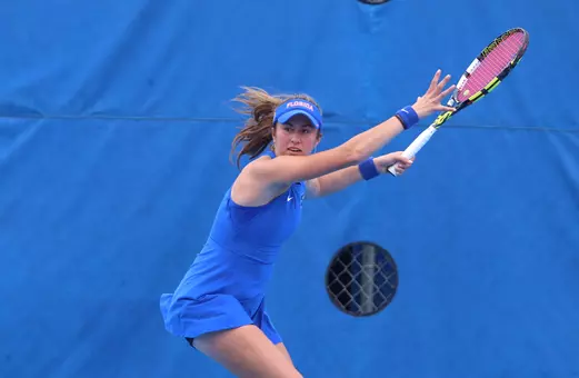 India Houghton with the forehand against Oklahoma