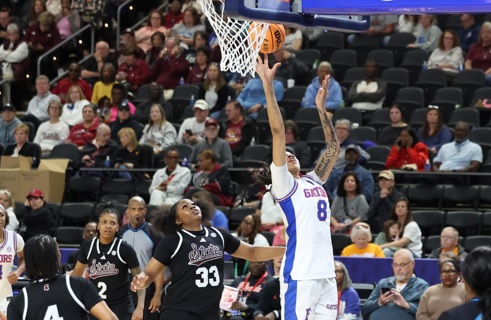 Me'Arah O'Neal with the layup in Florida's 86-68 First Round SEC Tournament Win Over Mississippi State