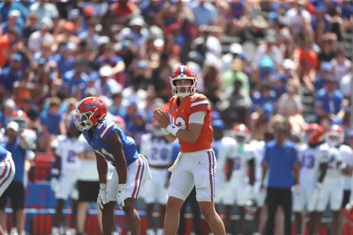 during the Gators' Orange and Blue game on Saturday, April 11, 2026 at Ben Hill Griffin Stadium in Gainesville, Fla. / UAA Communications photo by Audrey Djuricich