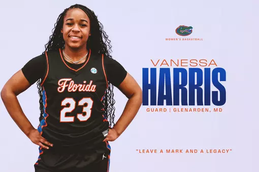 Welcome graphic for Women's Basketball transfer Vanessa Harris