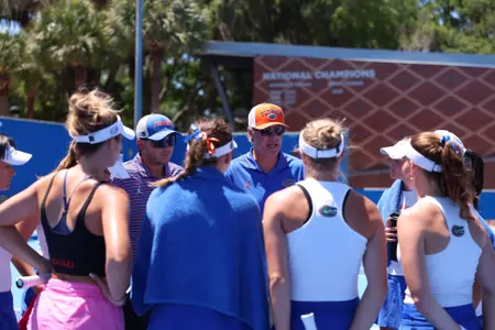 Head Coach Per Nilsson rallies the troops prior to the team's 2026 match against Missouri