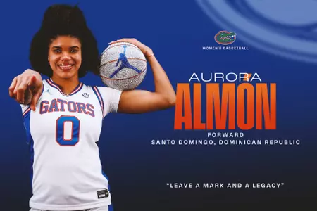 Welcome graphic for Women's Basketball recruit Aurora Almón