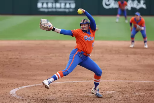 Florida junior left handed pitcher Olivia Miller during the Gators' game against the Seminoles on Wednesday, April 22, 2026 at JoAnne Graf Field in Tallahassee, FL / UAA Communications photo by Hannah White