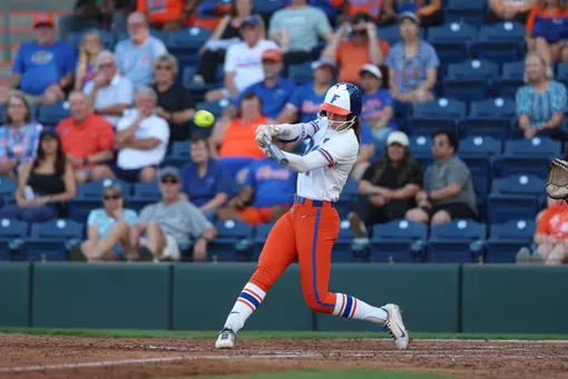 Florida sophomore outfielder Taylor Shumaker during the Gators' game against the Knights on Friday, April 24, 2026 at Katie Seashole Pressly Softball Stadium in Gainesville, FL / UAA Communications photo by Audrey Djuricich