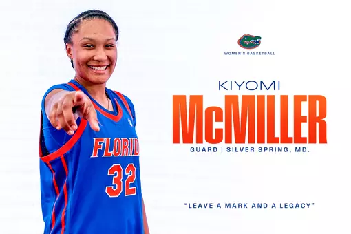 Welcome graphic for Women's Basketball recruit Kyomi McMiller