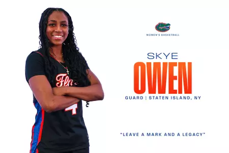 Welcome graphic for Women's Basketball signee Skye Owen