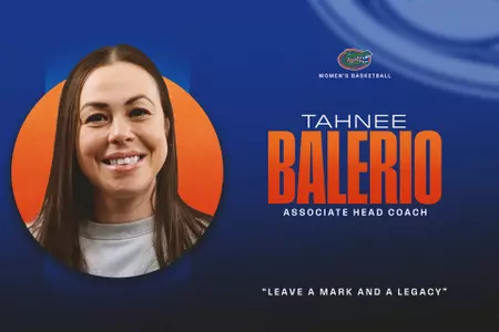 Welcome graphic for Women's Basketball Associate Head Coach Tahnee Balerio