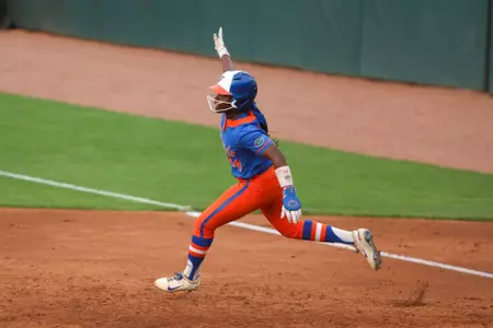 Townsen Thomas celebrates after hitting a home run during the Gators' game against the Georgia Bulldogs on Thursday, April 30, 2026 at Jack Turner Stadium in Athens, GA / UAA Communications photo by Hannah White
