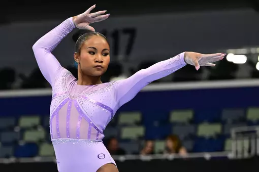 Simone Rose competes on balance beam on day one of the 2025 Xfinity U.S. Championships 250808
