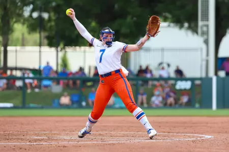 Keagan Rothrock during the Gators' game against the Georgia Tech Yellow Jackets in the NCAA Regional Final on Sunday, May 17, 2026 at Katie Seashole Pressly Softball Stadium in Gainesville, FL / UAA Communications photo by Hannah White
