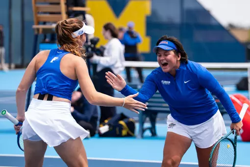 Brooke Black and Valery Gynina High Five at Michigan (NCAA Second Round)