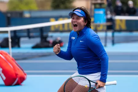 Valery Gyina celebrating at Michigan (NCAA Second Round)