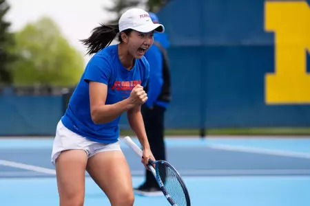 Xinyi Nong celebrating at Michigan (NCAA Second Round)