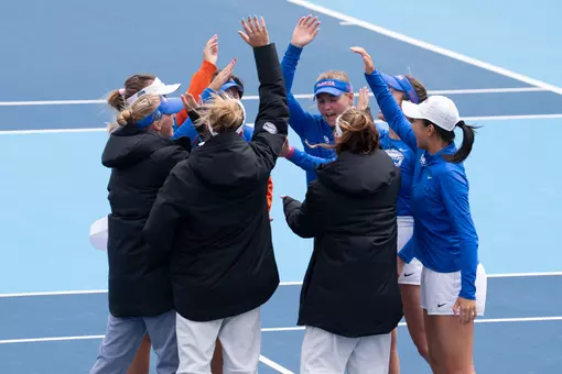 Team huddle prior to NCAA Second Round Match at Michigan