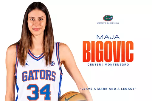 Welcome graphic for women's basketball signee Maja Bigovic