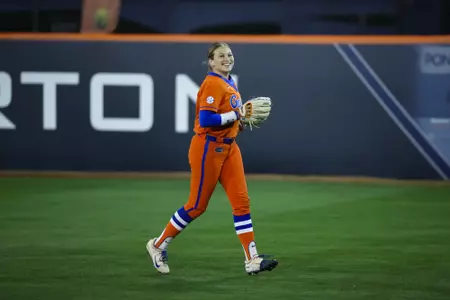 Olivia Miller during the Gators' game against East Texas A&M on Friday, February 27, 2026 at Anderson Family Field in Fullerton, CA / UAA Communications photo by Hannah White