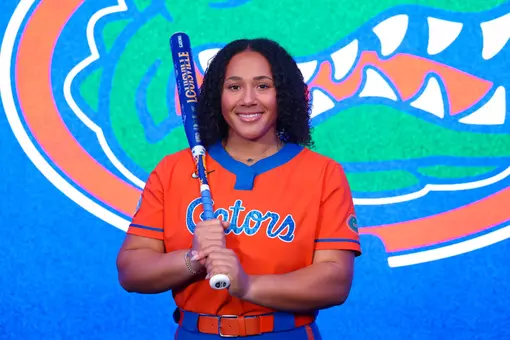 Tori Edwards poses with a bat