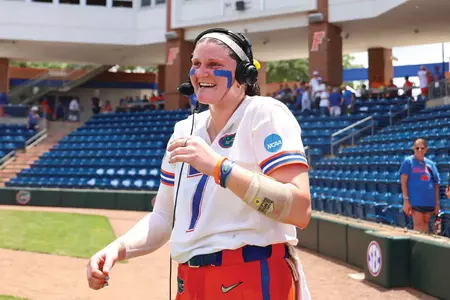Keagan Rothrock during the Gators' game against the Georgia Tech Yellow Jackets in the NCAA Regional Final on Sunday, May 17, 2026 at Katie Seashole Pressly Softball Stadium