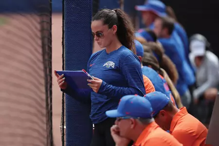 KK Leddy during the Gators' game against the Oregon State Beavers at the WCWS on Thursday, June 2, 2022 at USA Softball Hall of Fame Complex in Oklahoma City, OK / UAA Communications photo by Hannah White