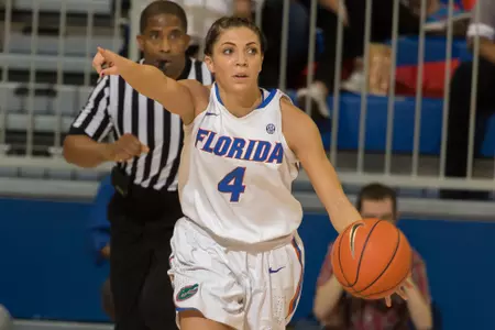 Carlie Needles brings the ball up the floor