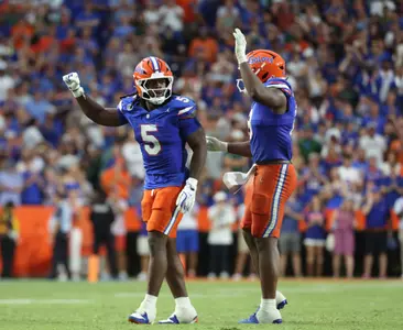 Myles Graham celebrates a stop during a game